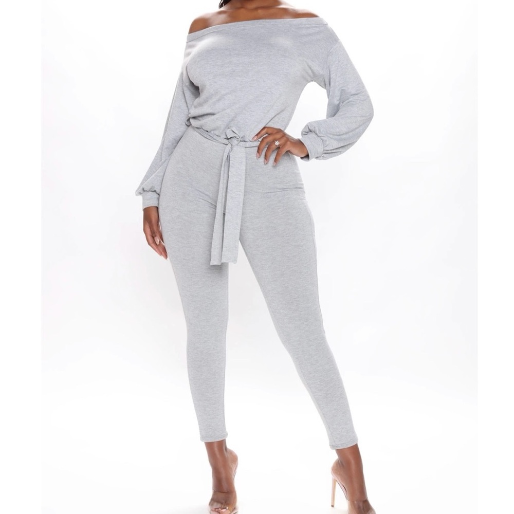 Heather Grey Long Sleeve Jumpsuit